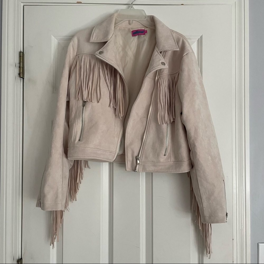 Edikted Beige Fringe Jacket
